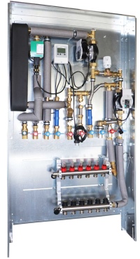 TWWSe – ISO / Frischwasserwohnungsstation (vorverkabelt und isoliert) mit elektronischer Regelung im Unterputzschrank.<br />