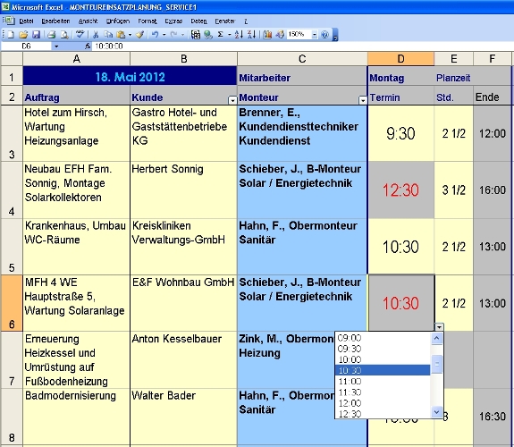 Zur Vermeidung von Terminüberschneidungen bei der Verplanung...