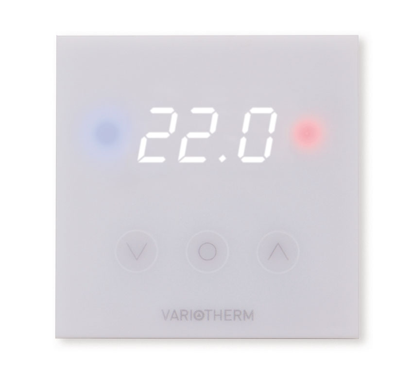 Der TOUCH HK Raumthermostat wird mittels Sensortasten...