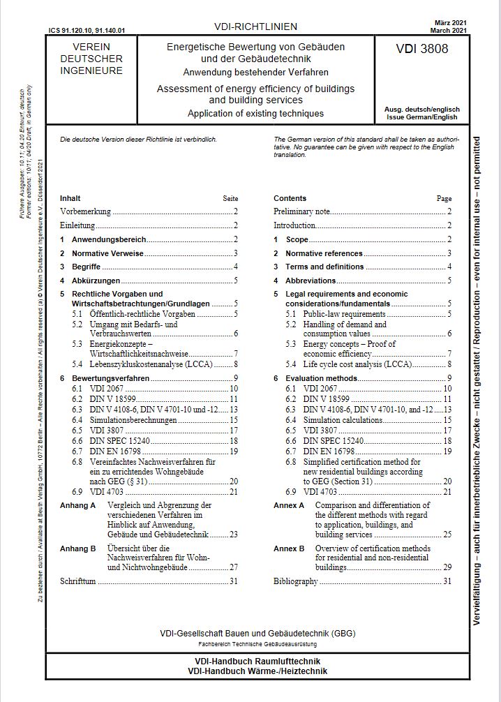Inhaltsvereichnis: Energetsche Bewertung von Gebäuden...