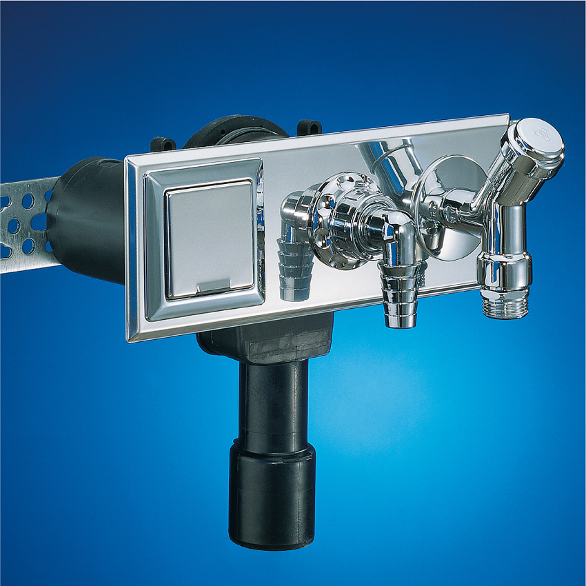 <b>Perfekt kombiniert:</b> Der Wandeinbau-Waschgeräte-Siphon...