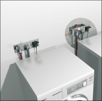 <b>Alltagspraktisch:</b> Zur schnellen Absicherung kann man zugleich auf alle Anschlüsse für das Waschgerät zugreifen. Bilder: Dallmer