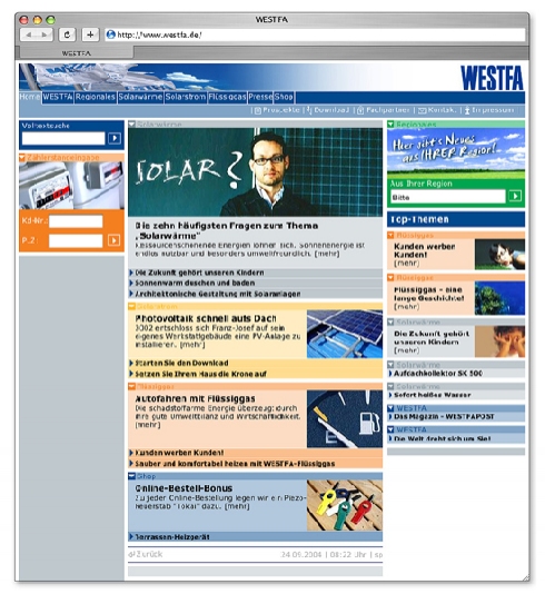WESTFA Internetauftritt