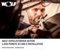 Bei der Vorteilsaktion im Gifpelstürmer Partnerprogramm erhalten Installateure 1.000 Punkte für jede Registrierung des Öl-Brennwertgeräts COB-2.<br />Bilder: WOLF