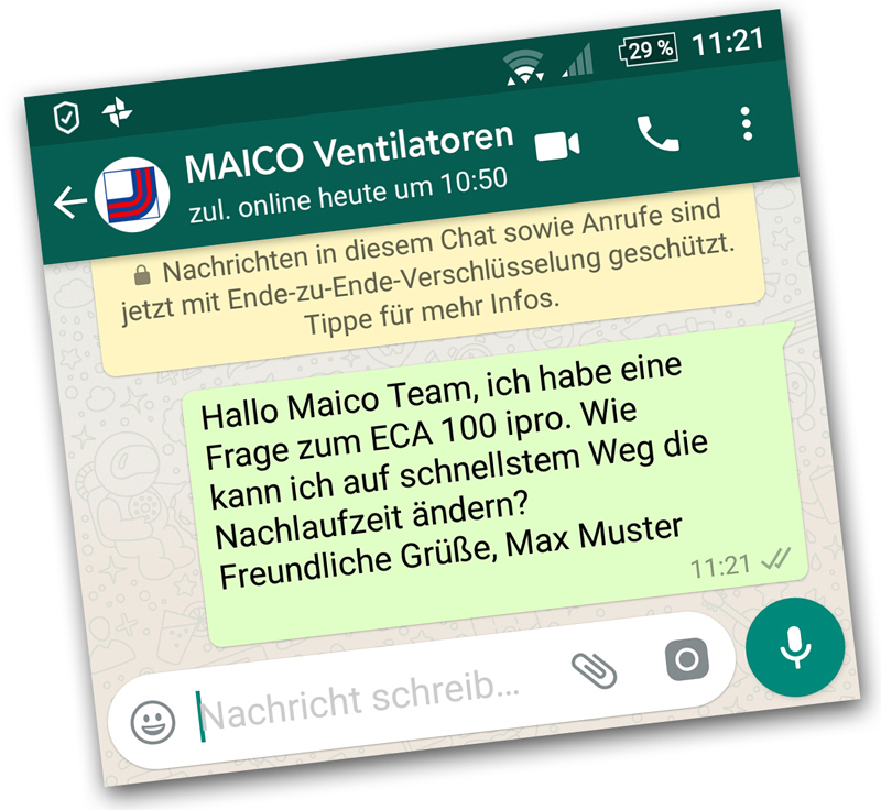 Mit dem WhatsApp Service von MAICO sind Sie gut beraten.Bilder:...