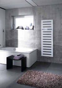 Das formreduzierte Design des Zehnder Metropolitan integriert sich optimal in die moderne Badarchitektur. Eine hochwertige Handtuchstange ermöglicht komfortables Einhängen von Handtüchern.