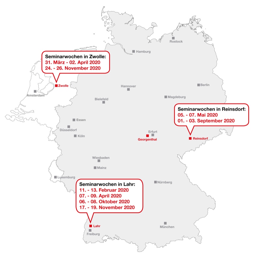 Die Zehnder Seminarstützpunkte befinden sich gut erreichbar...