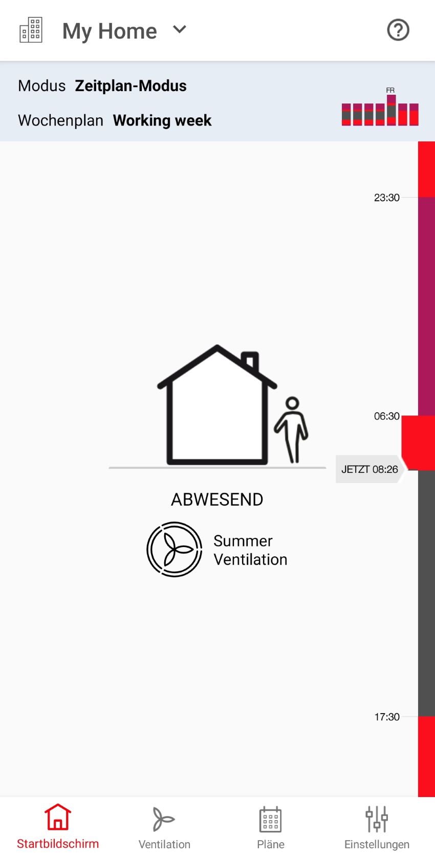 Die App-Steuerung der dezentralen Zehnder Komfort-Lüftungsgeräten...