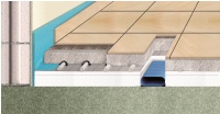 Fußbodenaufbau mit Flächenheizung, z. B.  <br />Tackersystemtechnik und Lüftungssystem <br />ZEWO Air - nur 140 mm Konstruktionshöhe (ohne Oberbelag.