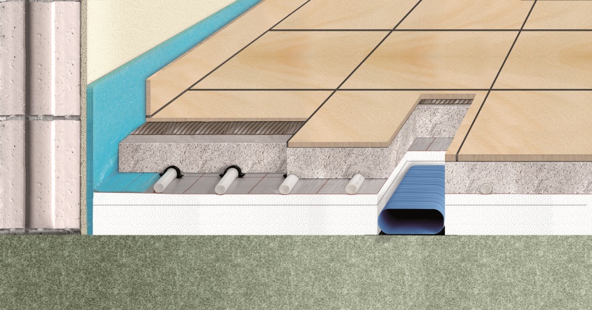 Fußbodenaufbau mit Flächenheizung, z. B.  Tackersystemtechnik...