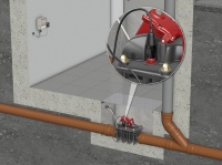 Rückstauverschluss Quatrix-K mit neuem Drucksensor zum Einbau in die Bodenplatte.<br />Bild: ACO Haustechnik