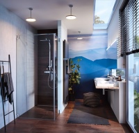 Der neue Design-Rost ACO Linear in der bodenebenen Edelstahl-Duschrinne ACO ShowerDrain M, Länge 800 mm.<br />Bild: ACO Haustechnik
