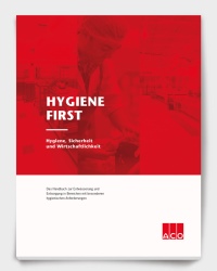 Hygiene First von ACO Haustechnik: Das neue Handbuch zur Entwässerung und Entsorgung in Bereichen mit besonderen hygienischen Anforderungen.<br />Bild: ACO Haustechnik