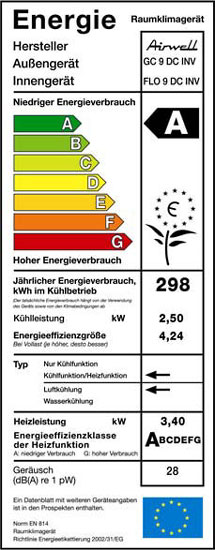Zukünftig tragen alle Airwell Raumklimageräte das Energie-Effizienzlabel...
