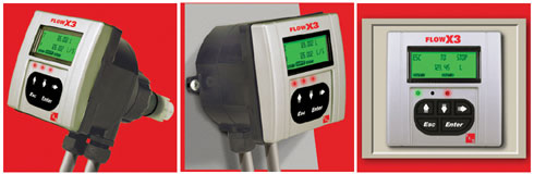Anzeige- und Bedieneinheit des FlowX3 funktioniert...