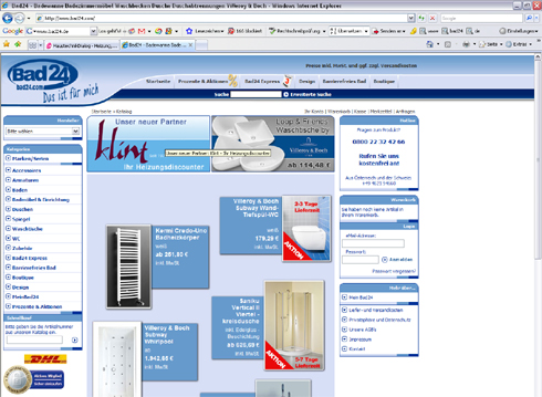 Screenshot der Webseite von "bad24" vom 13.02.2009