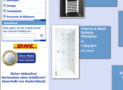 Screenshot Ausschnittvergrößerung der Webseite von...