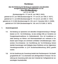 Die Richtlinien des Förderprogramm zur „Energiesparberatung.......