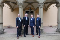 Das Referententeam (v.l.n.r.): Stefan Lütje (Danfoss), Prof. Dr.-Ing. Franz-Peter Schmickler (FH Münster), Oliver Steffens (Schell), Olaf Kruse (Rehau). <br />Bilder: Danfoss