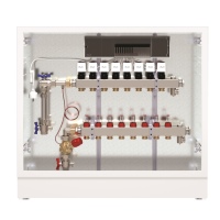 Die Danfoss UnoFloor Verteilerstationen in den Ausführungen Basic (oben), Comfort (Mitte) und Control (unten). <br />Bild: Danfoss