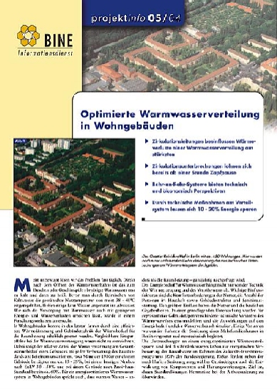Das neue BINE-Projektinfo "Optimierte Warmwasserverteilung...