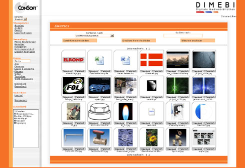 Eine Übersicht zeigt alle Datein, die bei DIMEBI hochgeladen...