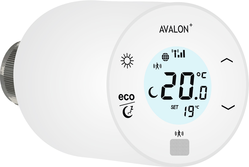 Funk-Heizkörperthermostat Avalon+ mit Raumtemperaturanzeige,...