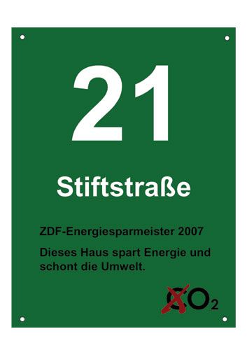"Grüne Hausnummern für die Energiesparmeister" Quelle:...