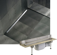 Elegant an der Wand: Duschrinne CeraLine W für den sicheren Einbau unmittelbar an der Wand.
