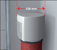 Mit nur 120 mm Tiefe kann DallVent Maxi auch in Installationswänden eingebaut werden.