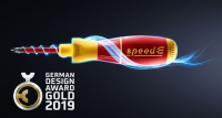 Mehrfach ausgezeichnet, nun noch in<br />GOLD mit dem German Design Award<br />2019: der Wiha E-Schraubendreher<br />speedE<sup>®</sup>.<br />Bild: Wiha