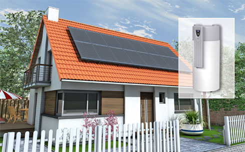Bei der Produktkombination der Dimplex Warmwasser-Wärmepumpe...