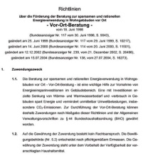 Ausschnitt aus den Richtlinien zur Förderung der Energiesparberatun.......