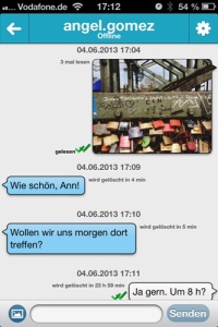 Nachrichten können mit einem voreingestellten Selbstzerstörungsmechanismus versehen werden. Bilder: T. Heuser