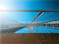 Visualisierung eines Fresnel-Kollektor-Solarfelds. Foto: © Fraunhofer ISE