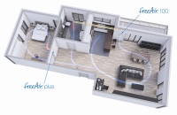 Wohnungszentrale Lüftung ohne Zuluft-Leitungen dank des intelligenten aktiven Überströmers freeAir plus.<br />Bilder: BluMartin
