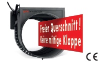 Die Brandschutzklappe GBK-K90 EU mit freiem Querschnitt geprüft nach EN 1366-2.