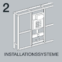 Aus Tragsystemen, Montageelementen und Systembeplankung entstehen Sanitärwände bis zur fliesenfertigen Oberfläche. 