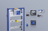 Einfaches Baukastenprinzip: Element mit universeller Rohbaubox (geeignet für manuelle und berührungslose Urinal-Steuerungen.