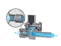 Das neuartige Filtersystem mit einem wechselbaren Grobfilter und einem selbstreinigenden Feinfilter vor der Steueröffnung sorgt für hohe Funktionssicherheit.<br />