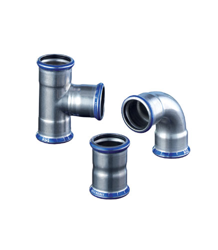 Mapress Edelstahl Fittings. Bild: Geberit