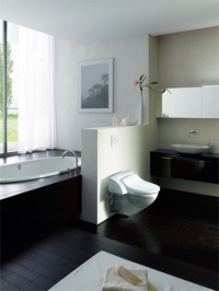 Geberit AquaClean vereint natürlichste Reinigung mit ausgesprochenem Komfort und elegantem Design. Foto: Geberit