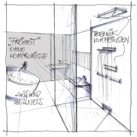 Das Badezimmer als Jungbrunnen der Silver Ager: Optisch anspruchsvolle und innovative<br />Produkte stehen im Fokus. Die bodenebene Wellness-Dusche und ein schicker Whirlpool bieten Komfort, vermitteln Jugendlichkeit und stehen zugleich für einen modernen Lebensstil. Grafiken: Geberit