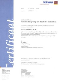 Das Kiwa Zertifikat der GEP Regenmanager.