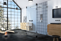 Wand-Dusche mit zwei festen Seitengläsern, zwei nach.......