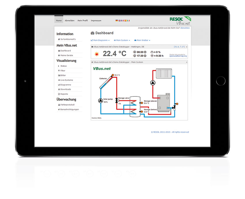 Das RESOL-Internetportal VBus.net hat ein großes neues...
