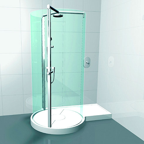 Die frei begehbare Dusche "Rainshadow" des Designerbüros...