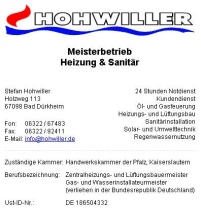 Beispiel für ein gutes Impressum - Firma Hohwiller