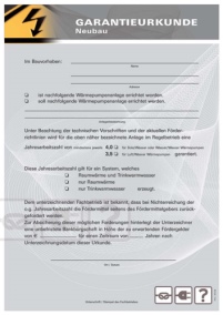 Garantieurkunde des IPS mit der aufgestellte Aufforderung.......