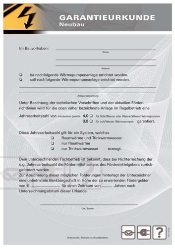 Überarbeitete Garantieurkunde des IPS mit der aufgestellten...
